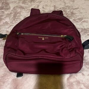 Michael Kors Deep Burgundy Nylon Backpack with Gold Hardware